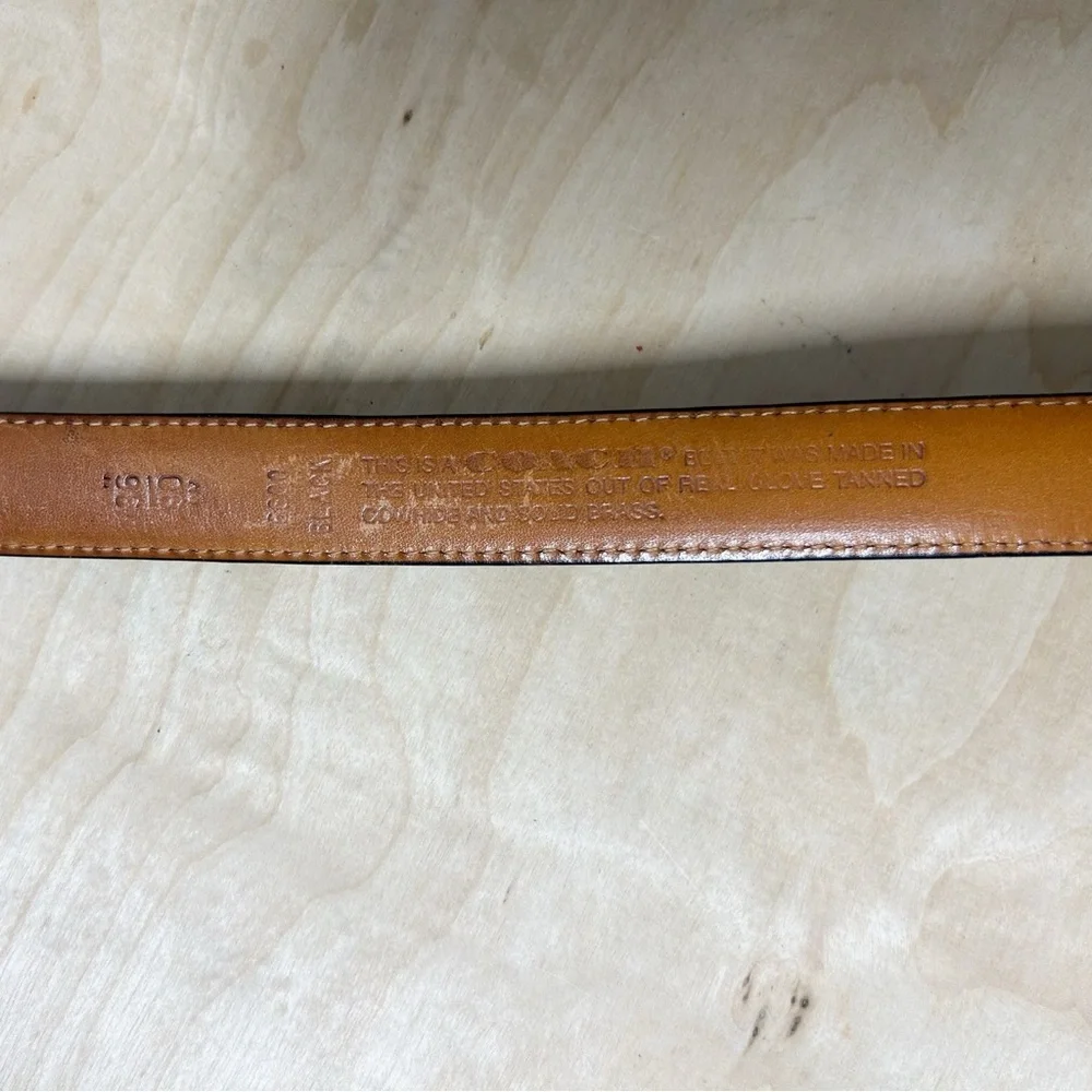 VTG COACH Black/Brown Tanned Cowhide Leather Belt #6600 Brass Buckle Sz 36”/90cm